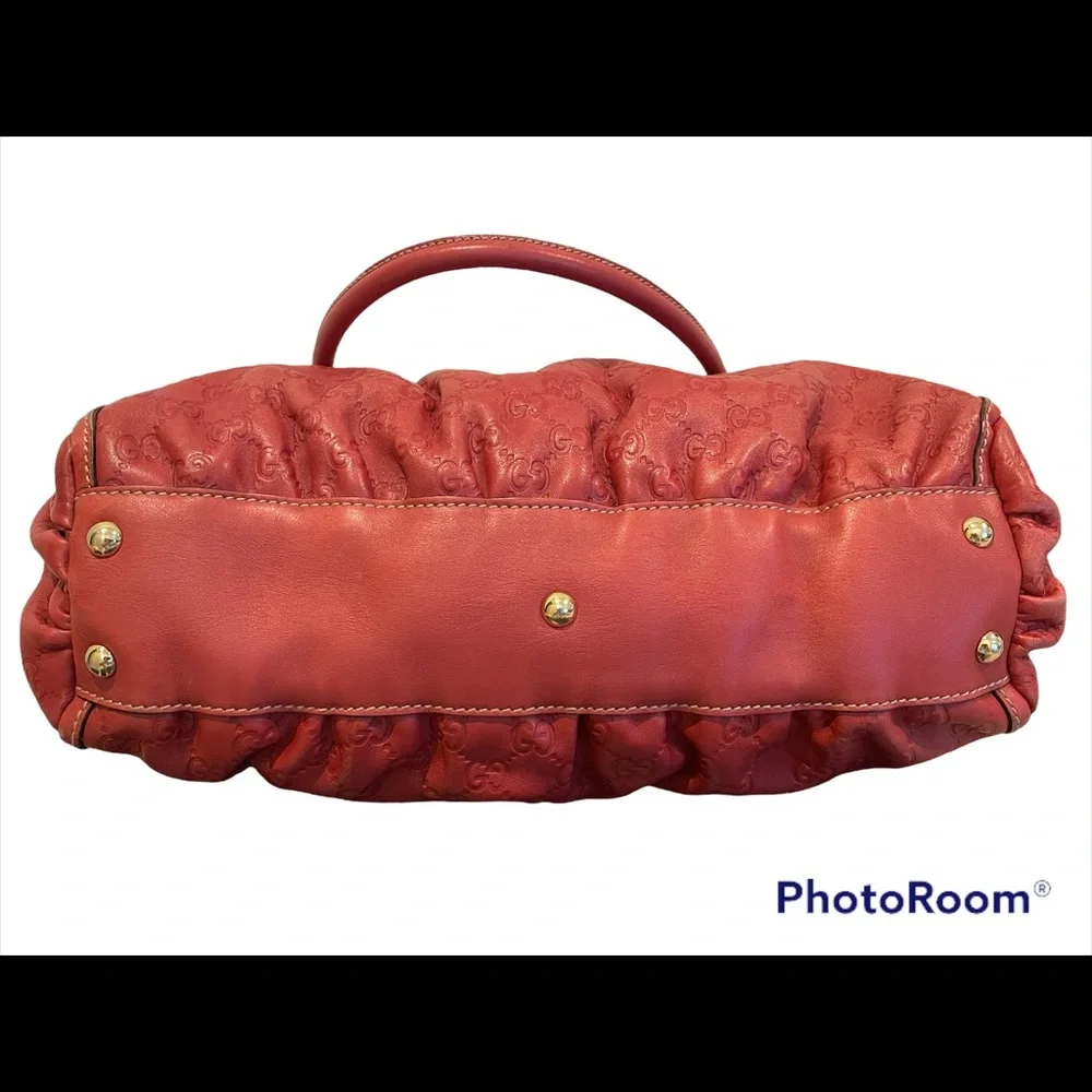 Authentic Gucci GG D Ring Abbey Calf Leather Bag in Red - Picture 3 of 11